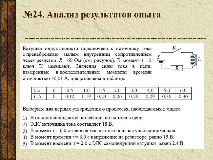 №24. Анализ результатов опыта