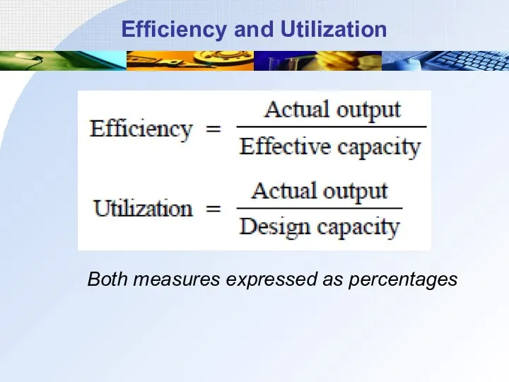 Efficiency and Utilization Both measures expressed as percentages