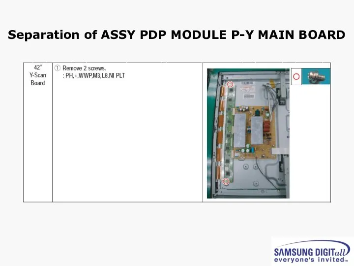 Separation of ASSY PDP MODULE P-Y MAIN BOARD