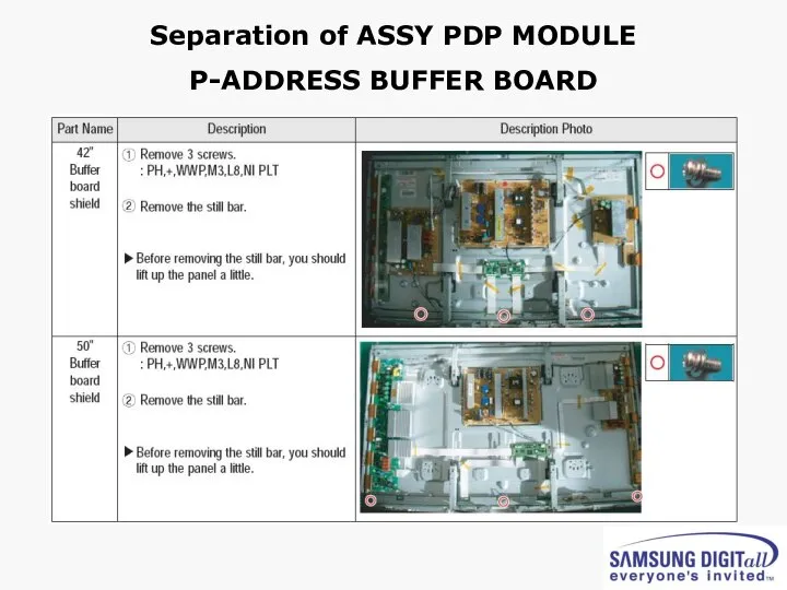 Separation of ASSY PDP MODULE P-ADDRESS BUFFER BOARD