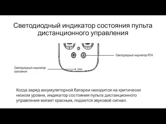 Светодиодный индикатор состояния пульта дистанционного управления Когда заряд аккумуляторной батареи находится