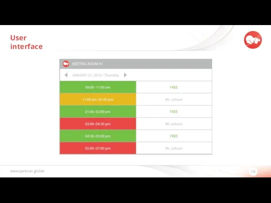 www.partizan.global 10 User interface