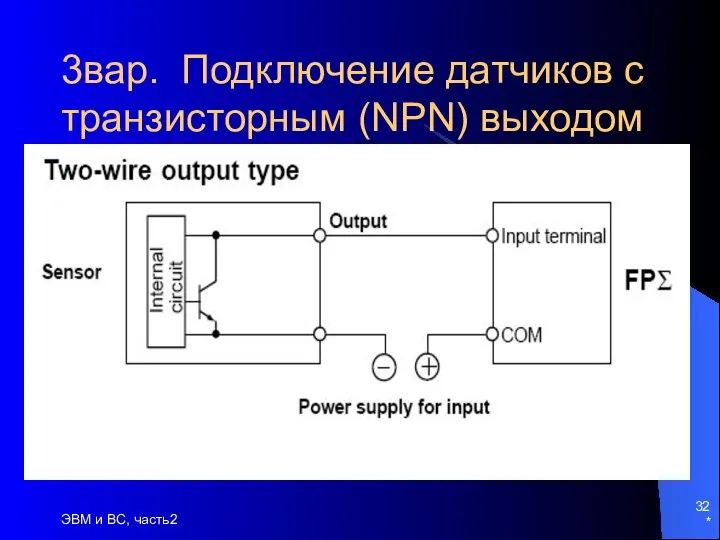 * ЭВМ и ВС, часть2 3вар. Подключение датчиков с транзисторным (NPN) выходом