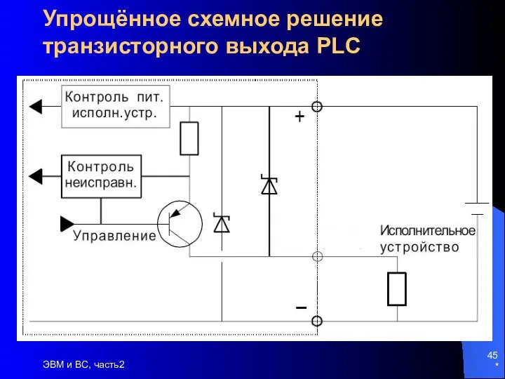 * ЭВМ и ВС, часть2 Упрощённое схемное решение транзисторного выхода PLC