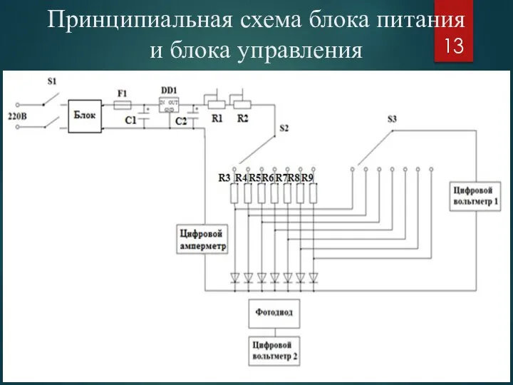 Принципиальная схема блока питания и блока управления