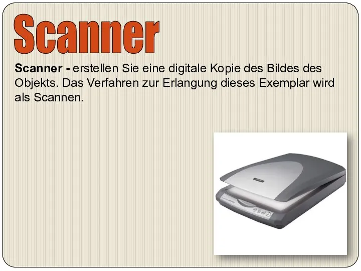 Scanner Scanner - erstellen Sie eine digitale Kopie des Bildes des