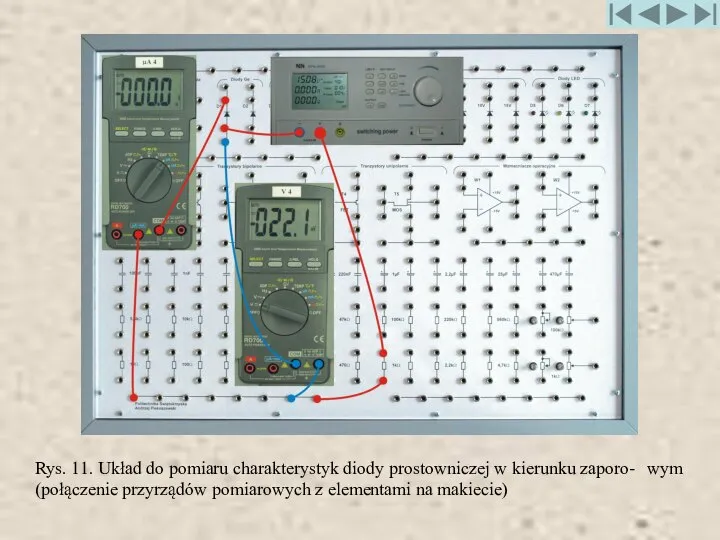 Rys. 11. Układ do pomiaru charakterystyk diody prostowniczej w kierunku zaporo-