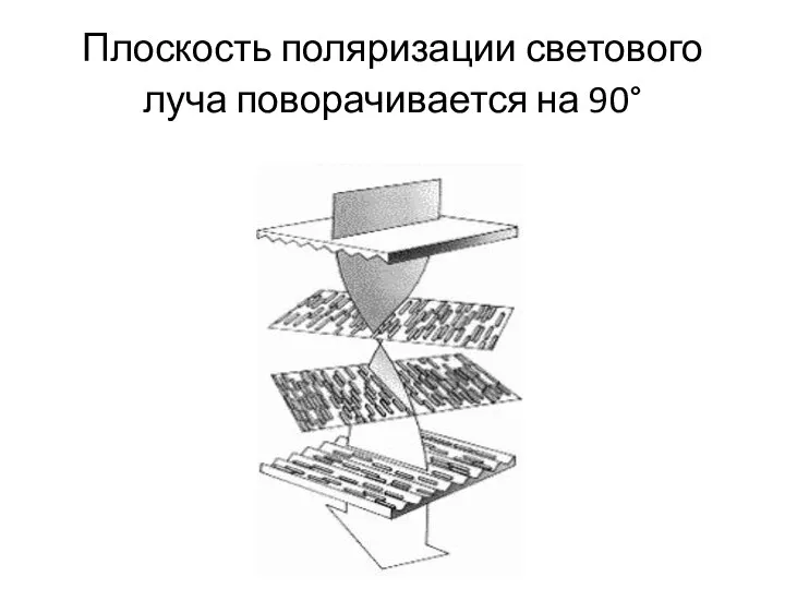 Плоскость поляризации светового луча поворачивается на 90°