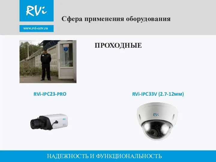 www.rvi-cctv.ru НАДЕЖНОСТЬ И ФУНКЦИОНАЛЬНОСТЬ Сфера применения оборудования RVi-IPC23-PRO ПРОХОДНЫЕ RVi-IPC33V (2.7-12мм)