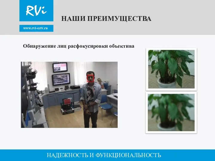 www.rvi-cctv.ru НАДЕЖНОСТЬ И ФУНКЦИОНАЛЬНОСТЬ Обнаружение лиц расфокусировки объектива НАШИ ПРЕИМУЩЕСТВА