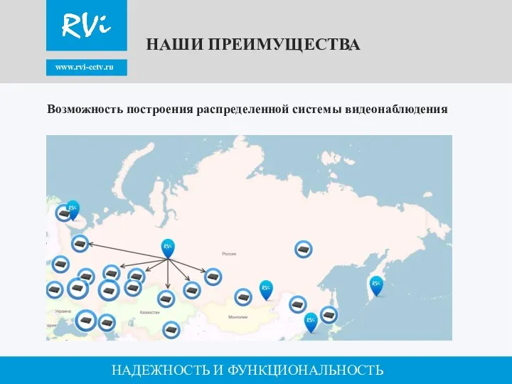 www.rvi-cctv.ru НАДЕЖНОСТЬ И ФУНКЦИОНАЛЬНОСТЬ Возможность построения распределенной системы видеонаблюдения НАШИ ПРЕИМУЩЕСТВА