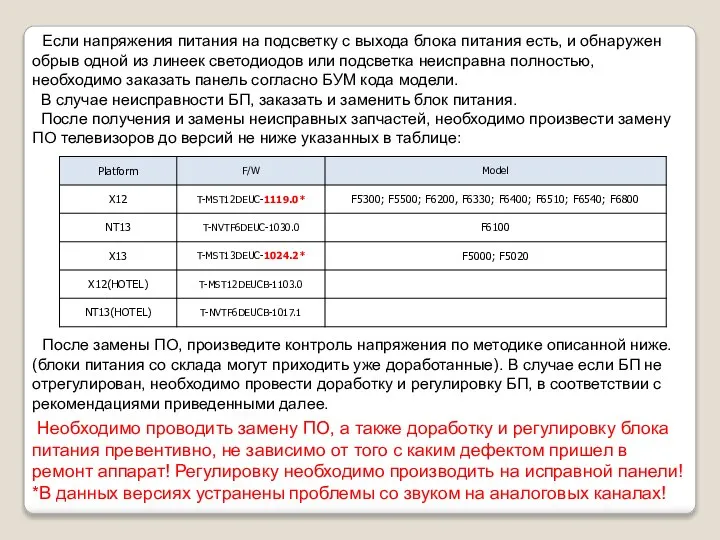 Если напряжения питания на подсветку с выхода блока питания есть, и