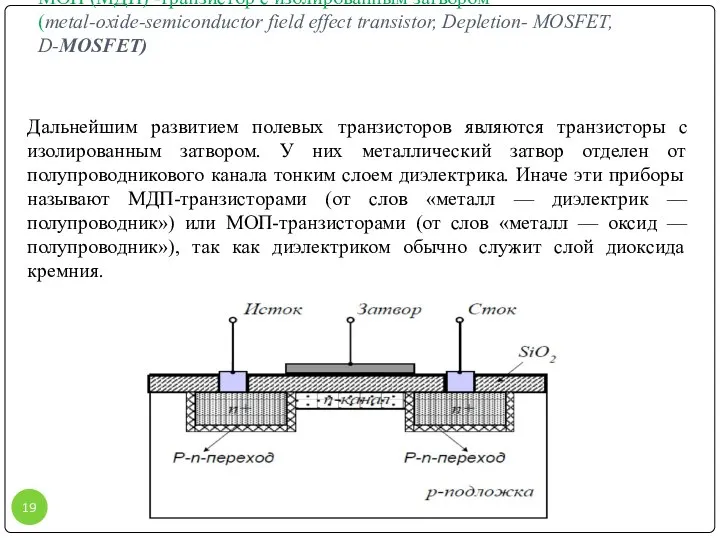 МОП (МДП) -транзистор с изолированным затвором (metal-oxide-semiconductor field effect transistor, Depletion-