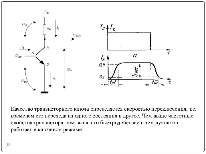 Качество транзисторного ключа определяется скоростью переключения, т.е. временем его перехода из