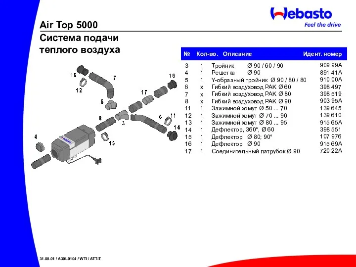 Тройник Ø 90 / 60 / 90 Решетка Ø 90 Y-образный