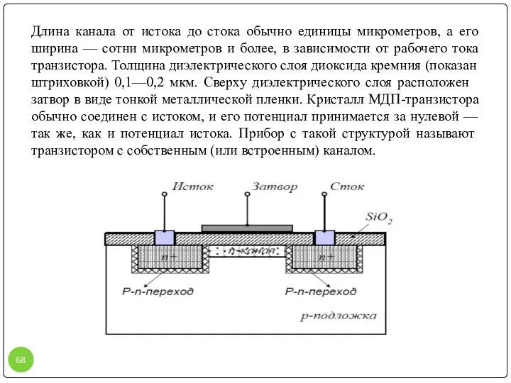 Длина канала от истока до стока обычно единицы микрометров, а его