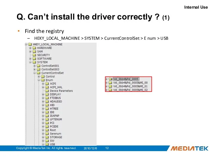 Q. Can’t install the driver correctly ? (1) Find the registry