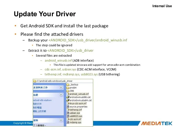 Update Your Driver Get Android SDK and install the last package
