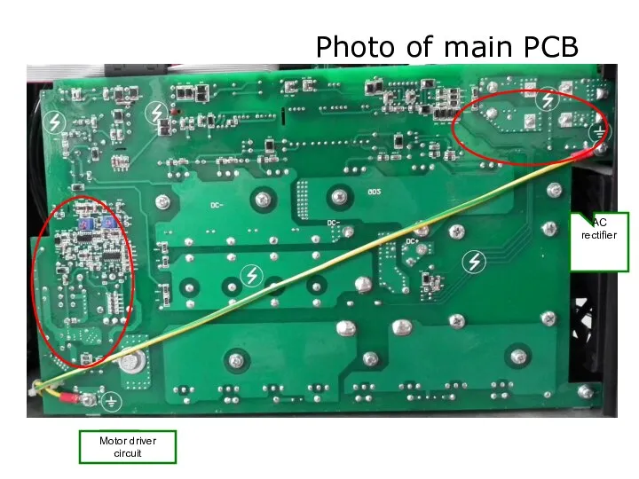 Photo of main PCB AC rectifier Motor driver circuit