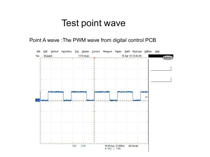 Test point wave Point A wave :The PWM wave from digital control PCB