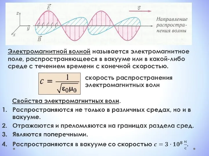 Электромагнитной волной называется электромагнитное поле, распространяющееся в вакууме или в какой-либо