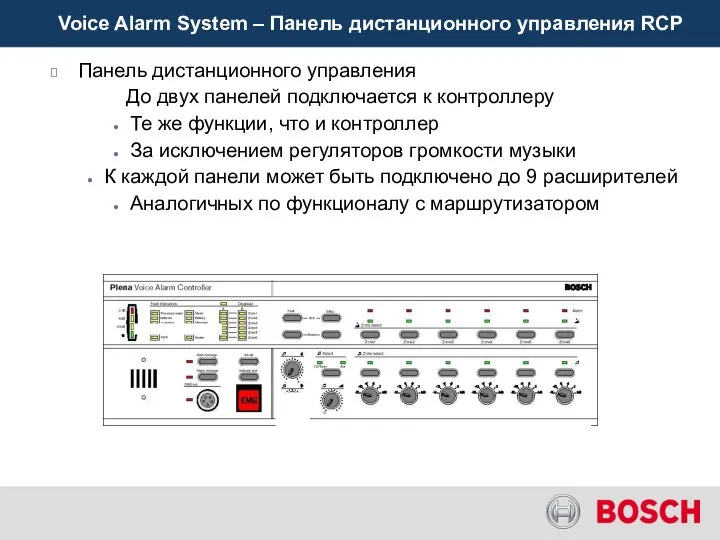 Voice Alarm System – Панель дистанционного управления RCP Панель дистанционного управления