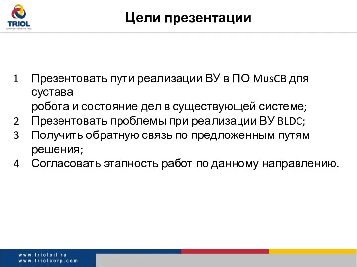 Цели презентации Презентовать пути реализации ВУ в ПО MusCB для сустава