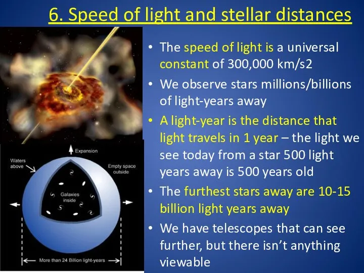 6. Speed of light and stellar distances The speed of light