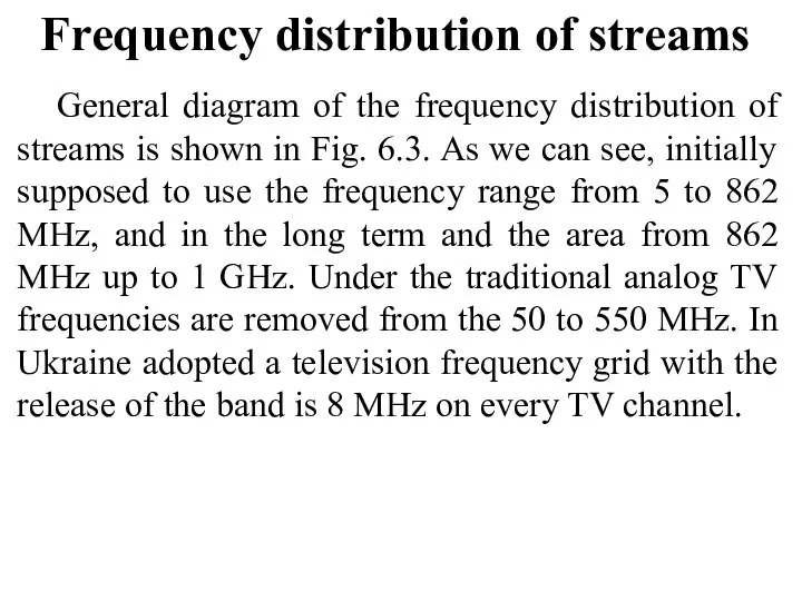 Frequency distribution of streams General diagram of the frequency distribution of