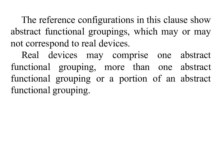 The reference configurations in this clause show abstract functional groupings, which