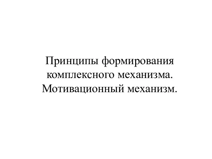 Принципы формирования комплексного механизма. Мотивационный механизм.