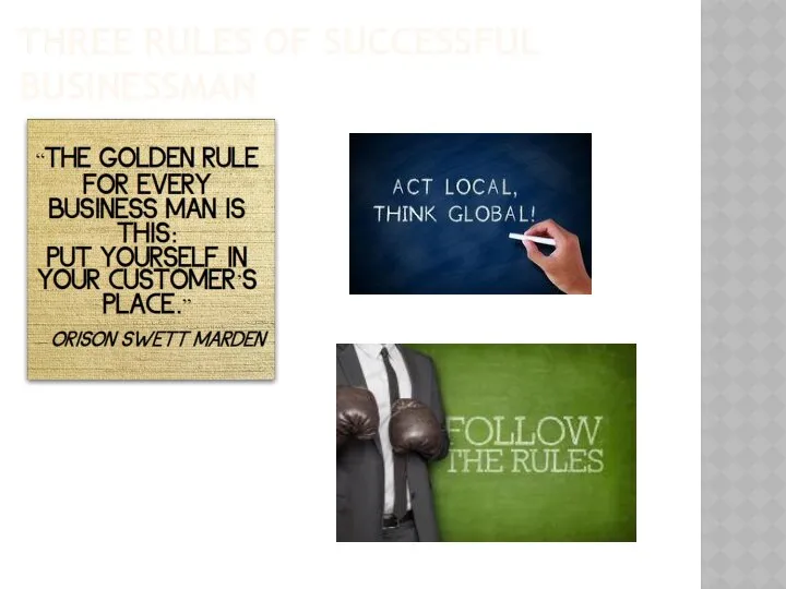 THREE RULES OF SUCCESSFUL BUSINESSMAN