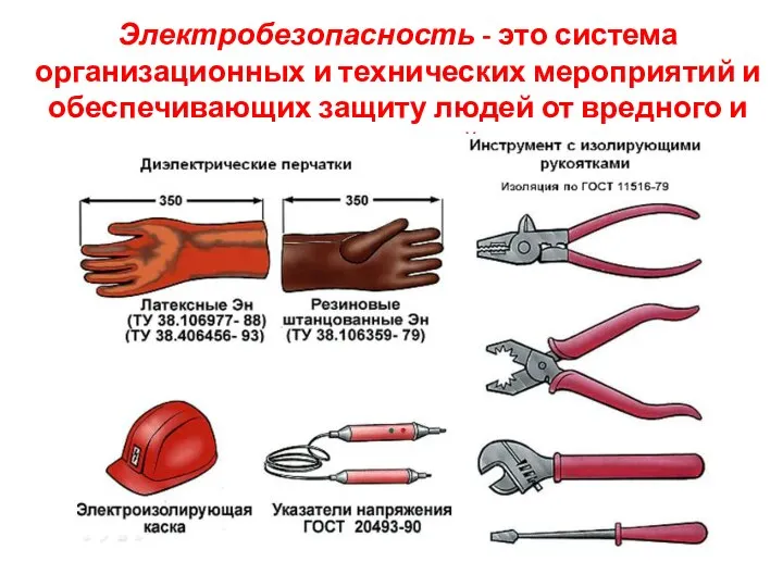 Электробезопасность - это система организационных и технических мероприятий и обеспечивающих защиту