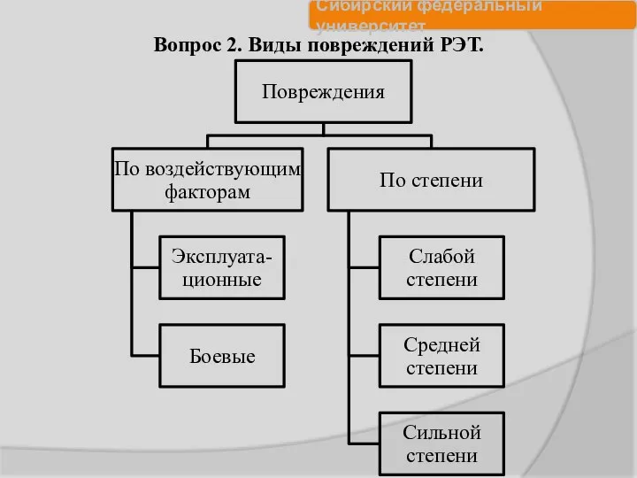 Вопрос 2. Виды повреждений РЭТ.