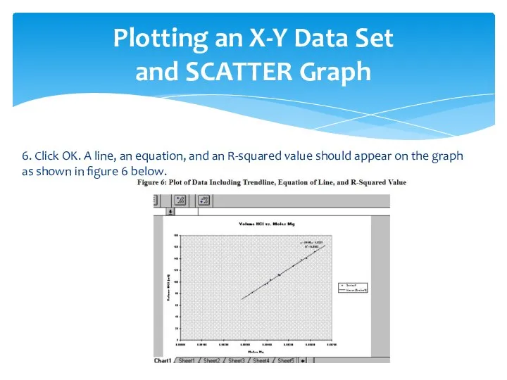 Plotting an X-Y Data Set and SCATTER Graph 6. Click OK.