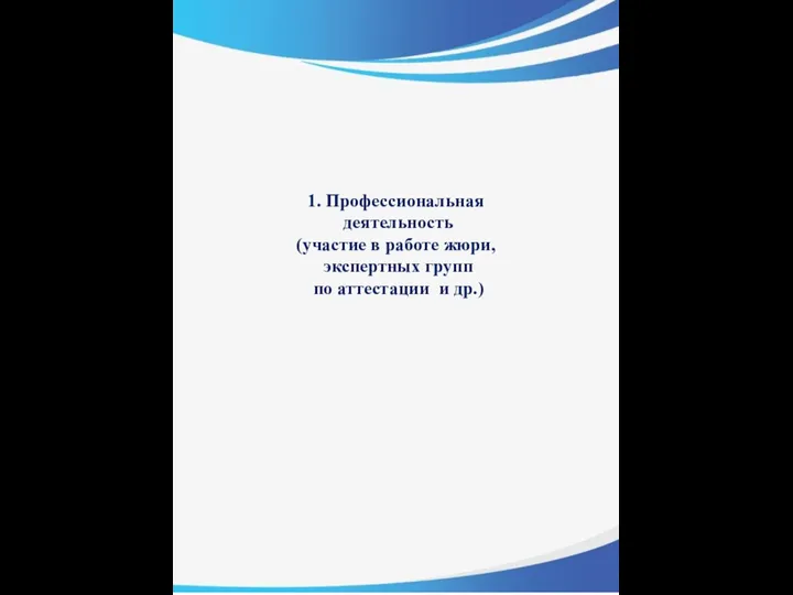 1. Профессиональная деятельность (участие в работе жюри, экспертных групп по аттестации и др.)