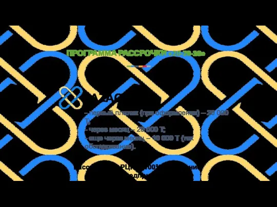 ПРОГРАММА РАССРОЧКИ «20-20-10» - первый платеж (при оформлении) – 20 000