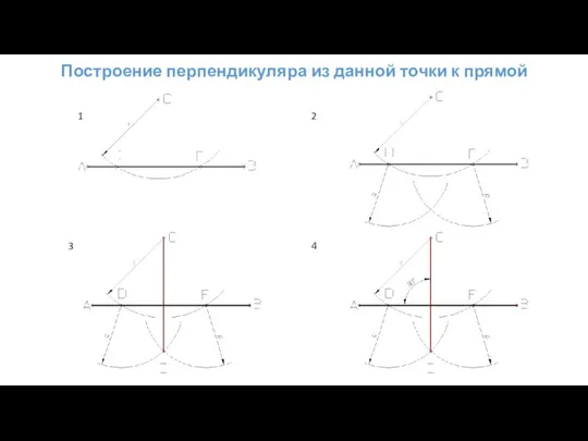 Построение перпендикуляра из данной точки к прямой 1 2 3 4