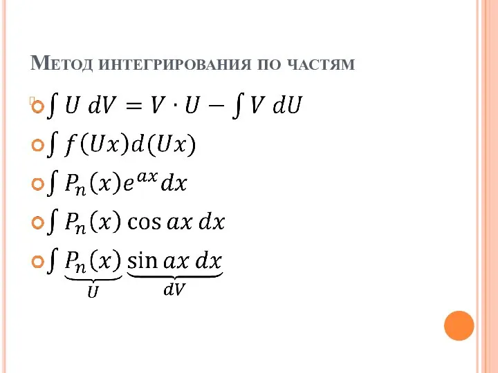 Метод интегрирования по частям