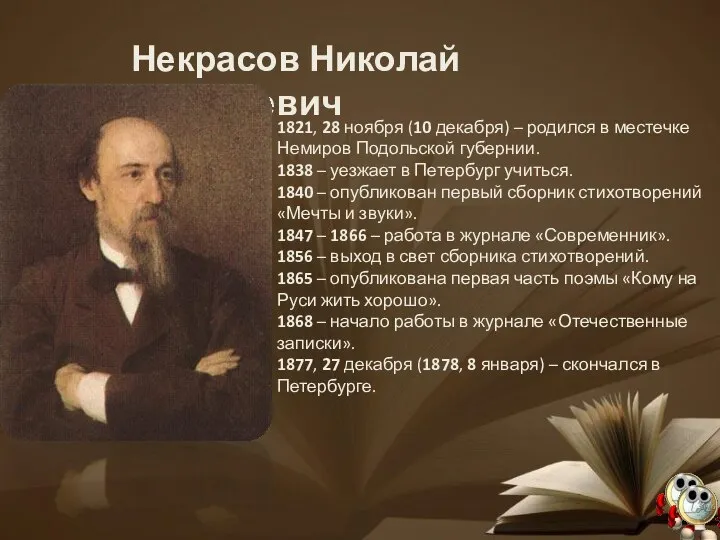 Некрасов Николай Алексеевич 1821, 28 ноября (10 декабря) – родился в