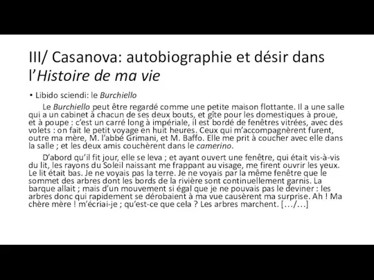 III/ Casanova: autobiographie et désir dans l’Histoire de ma vie Libido