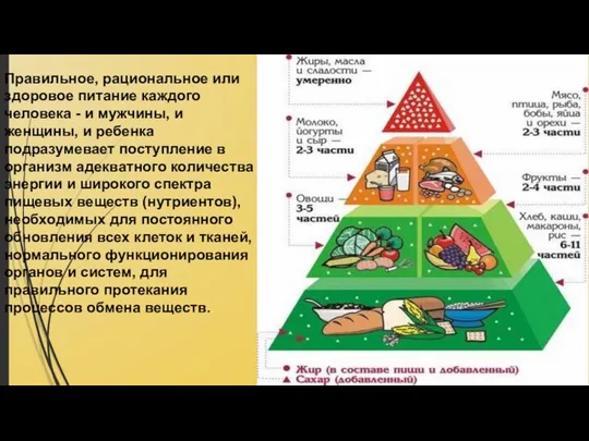 Правильное, рациональное или здоровое питание каждого человека - и мужчины, и