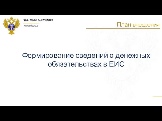 Формирование сведений о денежных обязательствах в ЕИС План внедрения