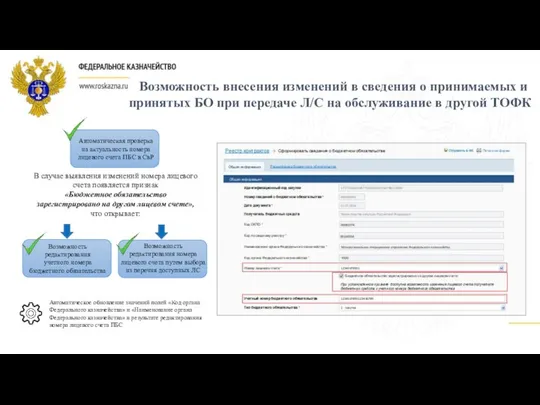 Возможность внесения изменений в сведения о принимаемых и принятых БО при