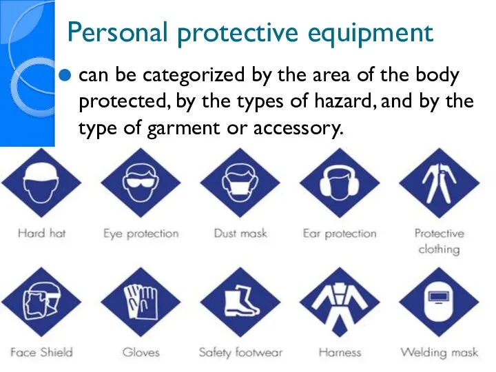 Personal protective equipment can be categorized by the area of the