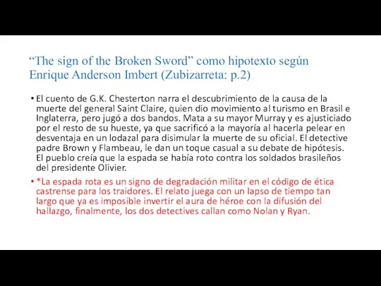 “The sign of the Broken Sword” como hipotexto según Enrique Anderson