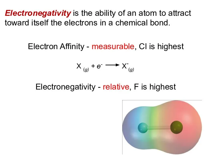 Electronegativity is the ability of an atom to attract toward itself