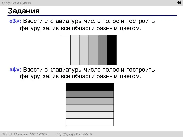 Задания «3»: Ввести с клавиатуры число полос и построить фигуру, залив