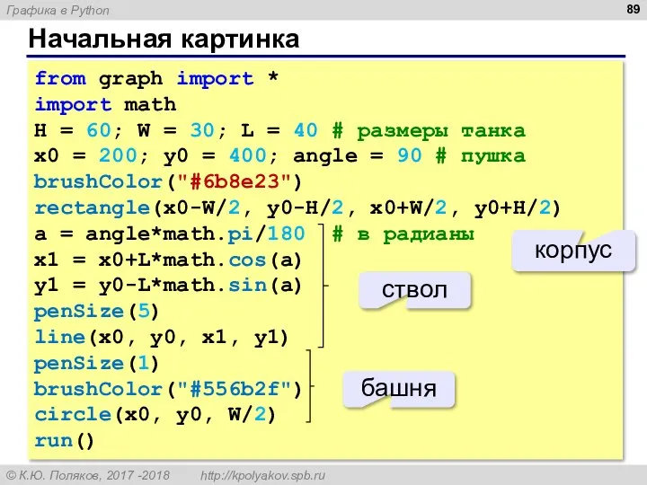 Начальная картинка from graph import * import math H = 60;