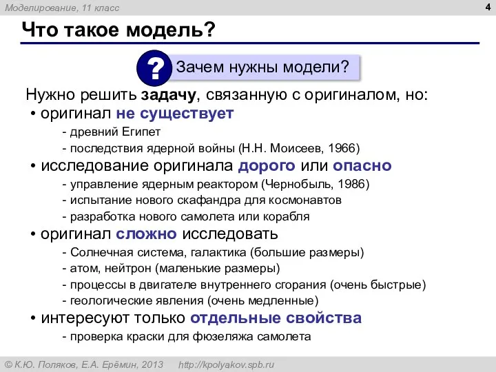 Что такое модель? оригинал не существует древний Египет последствия ядерной войны